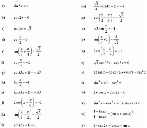 solve trig equations worksheet chessmuseum template library