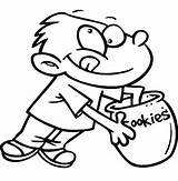 Cookie Coloring Jar Pages Boy Reaching Cartoon Hand Cookies Outlined Drawing Clipart Baby sketch template