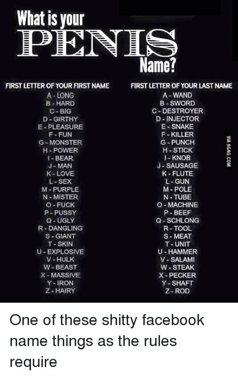 what is your penis name first letter of your first name first letter