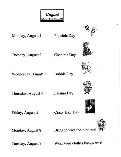 august theme days