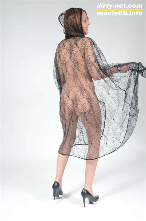 milf lea blow waering a see through cape and high heels
