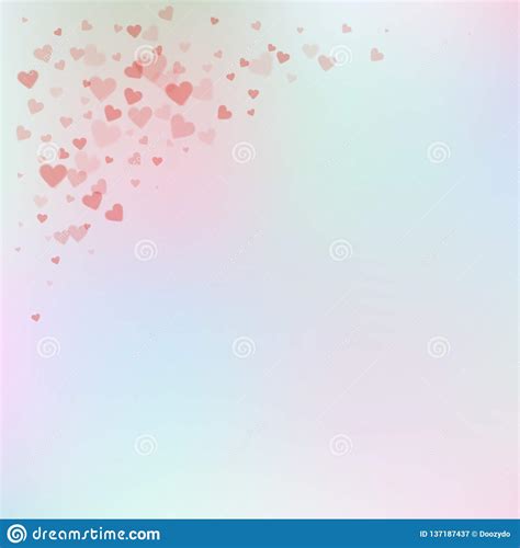 Red Heart Love Confettis Valentine`s Day Corner C Stock Vector