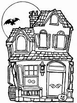 Coloring Halloween House Pages Haunted Spooky Printable Mansion Scary Castle Drawing Color Print Creepy Clipart Moon Kids Houses Happy Kid sketch template