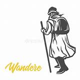 Wanderer Vagabundo Vagabondo Wandere Friar Wander Illustrazioni Vettore sketch template