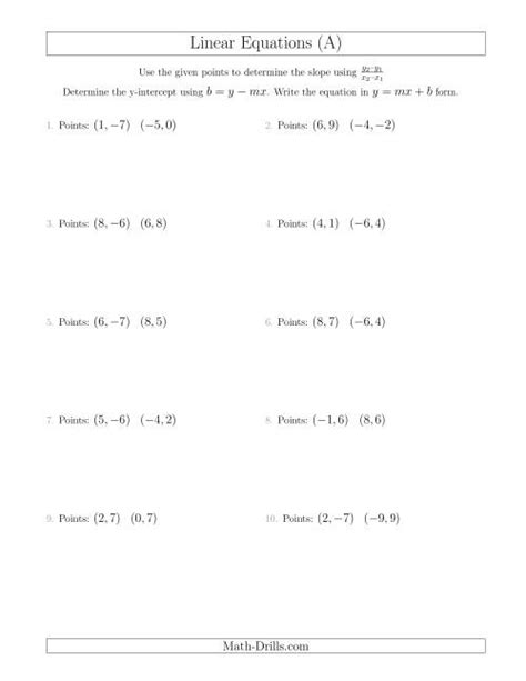writing  linear equation   points