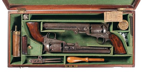 Cased Pair Of London Colt Model 1851 Navy Percussion Revolvers With E M