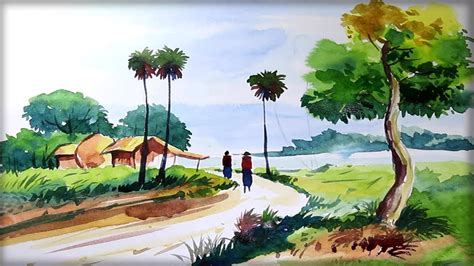 nature watercolor drawing scenery easy goimages world