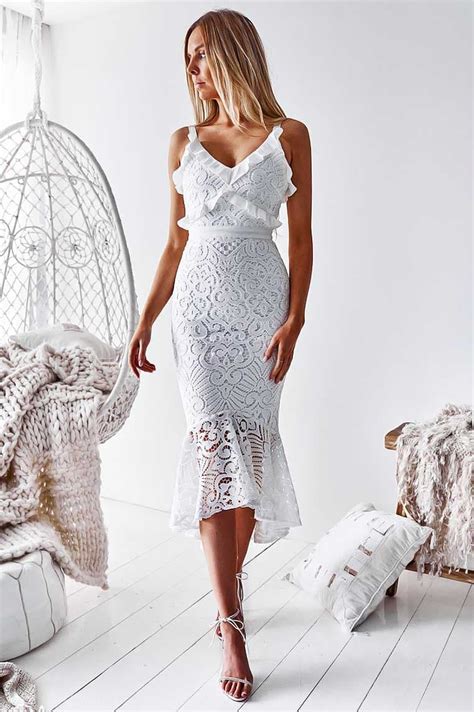 Leanne Lace Midi Dress White
