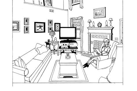 living room coloring pages