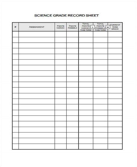 grade sheet templates sample  format