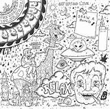 Trippy Pages Weed Stoner Psychedelic Pothead Coloringhome Inappropriate Birijus Detailed sketch template