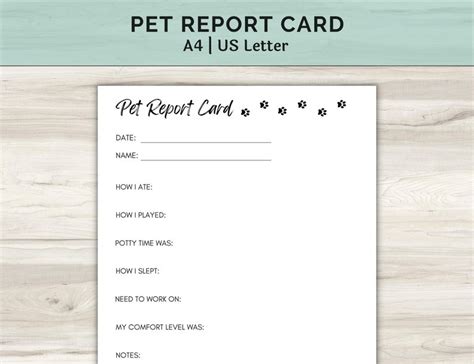 pet report card printable  pet sitter business dog report etsy