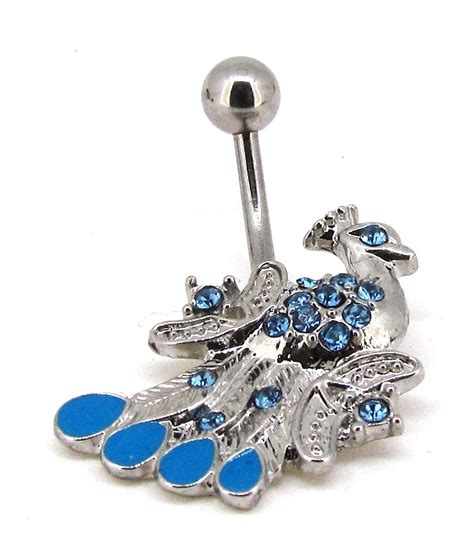 Body Accentz™ Belly Button Ring Navel Crystal Peacock Body