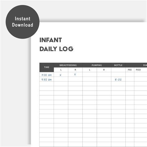 daily log  shown   text instant daily log  black  white