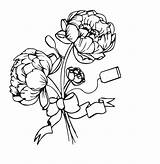 Peonies Bouquet sketch template