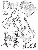 Coloring Music Printable Pages Musical Instruments Band Guitar Rock Themed Notes Instrument Print Violin Color Preschoolers Sheet Clipart Preschool Getcolorings sketch template