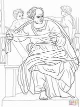 Prophet Jeremiah Profeta Gioele Michelangelo Stampare sketch template