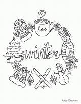 Coloring Winter Pages Adults Printable Color Scenes Christmas Book Bullet Adult January Sheets Scene Milky Way Kids Drawings Journal Season sketch template