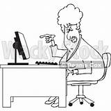 Computer Djart Yelling Angry Desk Royalty Clipart Illustration Vector Woman Business Her sketch template