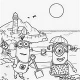 Minions Coloring Minion Pages Kids Color Clipart Colouring Fun Beach Printable Drawing Seaside Summer Teens Sands Tropical Holiday Despicable Cartoon sketch template
