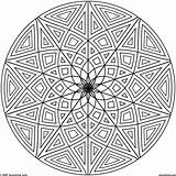 Stern Schwer Mosaic Geometrische Dreiecke Kreis Rundes Malen Symmetry Coloringhome sketch template