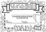 Father Colouring Certificate Dad Fathers Coloring Printable Certificates Template Gift Templates Hobbycraft Activities sketch template