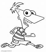 Coloring Phineas Pages Running Printable Animations Ferb sketch template