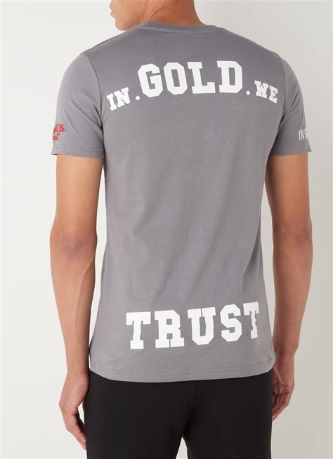 gold  trust  pusha  shirt van biologisch katoen met front en backprint grijs de