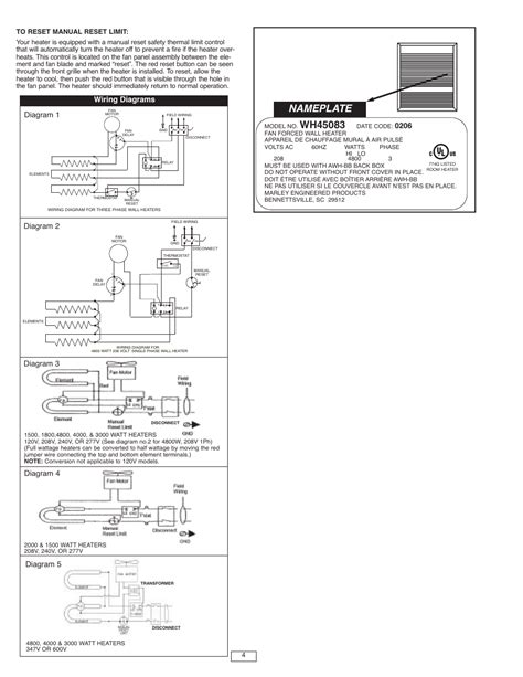 marley wall heater wiring diagram