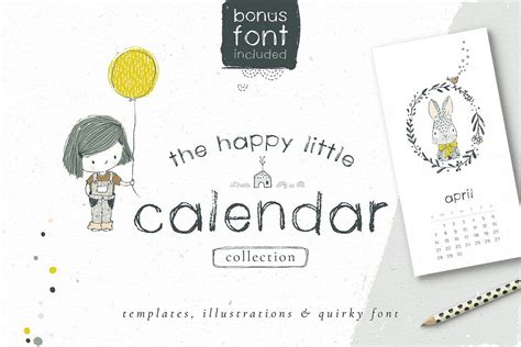 happy calendar collection whimsical fonts adobe illustrator