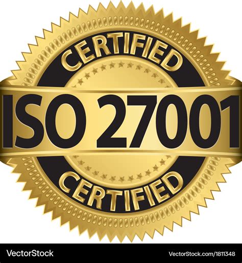 iso  certified golden label royalty  vector image