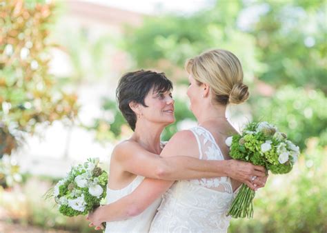 California Green And White Lesbian Wedding Equally Wed Modern Lgbtq