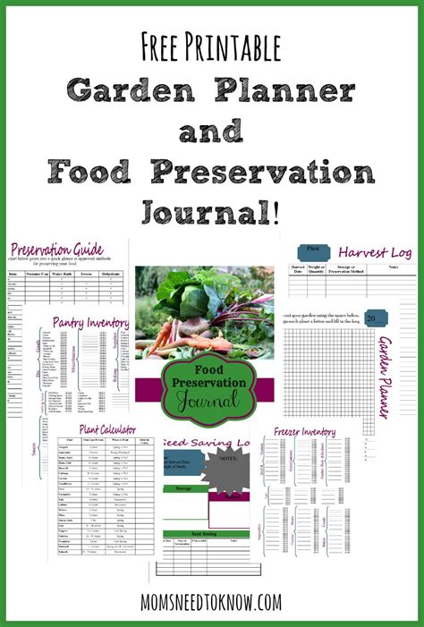 printable garden planner  food preservation journal moms