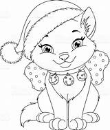 Coloring Christmas Cat Pages Cats Animal Printable Book Kids Kazoops Sheets Kitten Colouring Color Kitty Highschool Dead Print Door Part sketch template