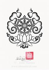 Lotus Dharma Wheel Tattoo Flower Buddhist Tattoos Symbols Clouds Tibetan Visit Drawing Meaning Chinese sketch template