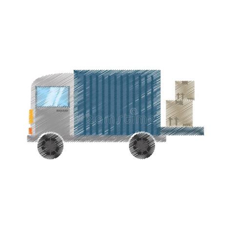 drawing truck delivery transport stock illustration illustration