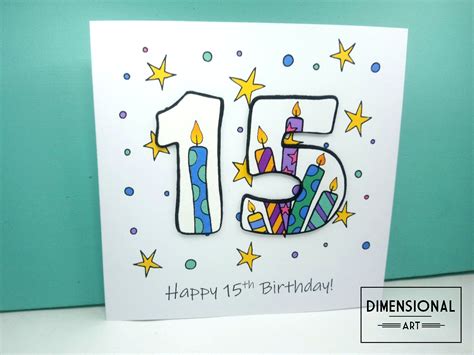 birthday card happy  birthday fifteen today  etsy uk