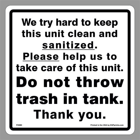 clean sanitized signs  hanging   portable restroom