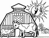 Farm Coloring Cow Pages Morning Color Printable Mammals sketch template