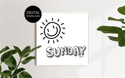 sunday doodle art digital  print jpg sunday etsy