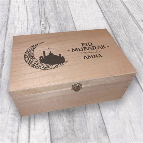 personalised wooden eid al fitr eid mubarak gift memory box