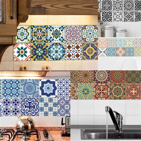 pieces mosaic wall tiles sticker kitchen bathroom tile decals