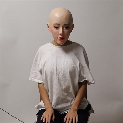 bald women halloween mask realistic female woman face for crossdressing