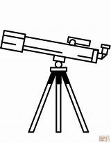 Telescope Coloring Drawing Pages Printable Astronomy Space sketch template