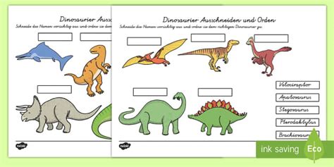 dinosaurier ausschneiden und orden arbeitsblatt