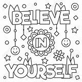 Coloring Believe Yourself Pages Vector Quotes Sheets Adult Printable Colouring Kids Color Stay Illustration 123rf Book Inspirational sketch template