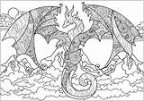 Colorare Draghi Dragones Disegni Drachen Erwachsene Adulti Coloriages Dibujos Adultos Montagnes Drache Drago Malbuch Justcolor Difficiles Rempli Adultes Malvorlage Dragón sketch template
