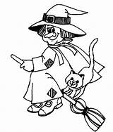 Witch Halloween Coloring Pages Cute Clipart Cat Scary Cliparts Spooky Pumpkin Library Favorites Add sketch template