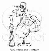 Turkey Outline Coloring Hunting Clipart Musket Illustration Pilgrim Thanksgiving Bird Royalty Rf Toon Hit Drawing Getdrawings Clipground sketch template