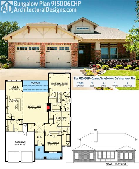plan chp compact  bedroom craftsman house plan bungalow style house plans house